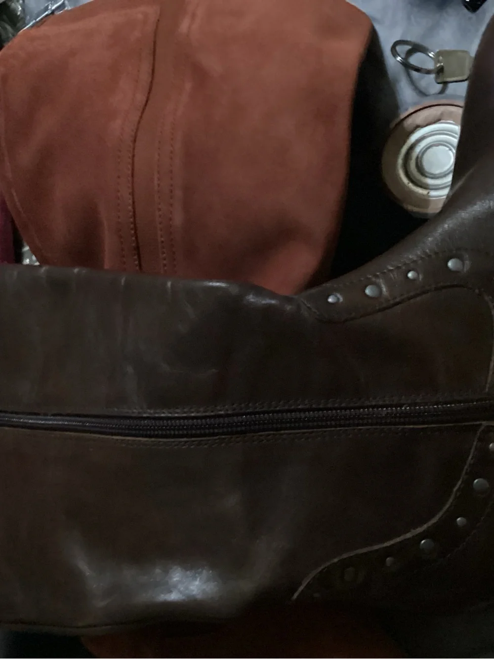 Born Brown Studded Over-the-Knee Leather Boots